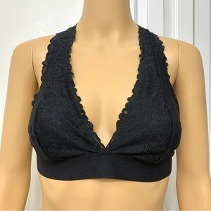 PINK Victoria's Secret Black Lace Bralette Crisscross Bra Size S